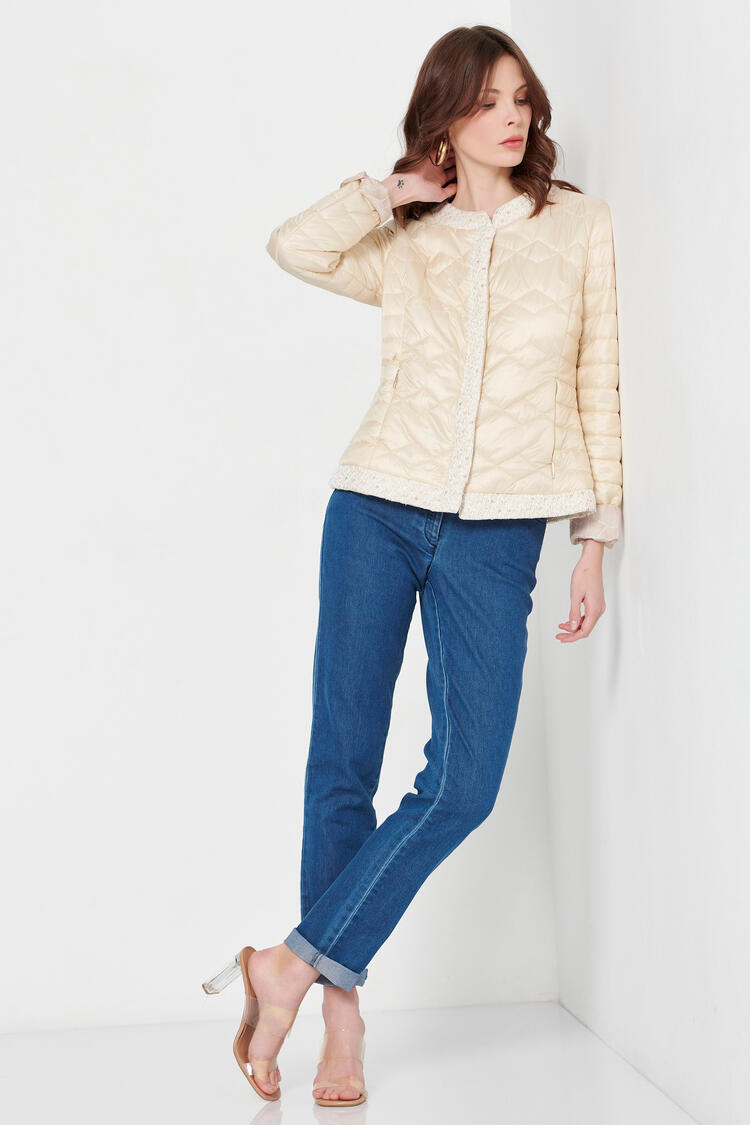 Jacket with tweed detail - Off White S