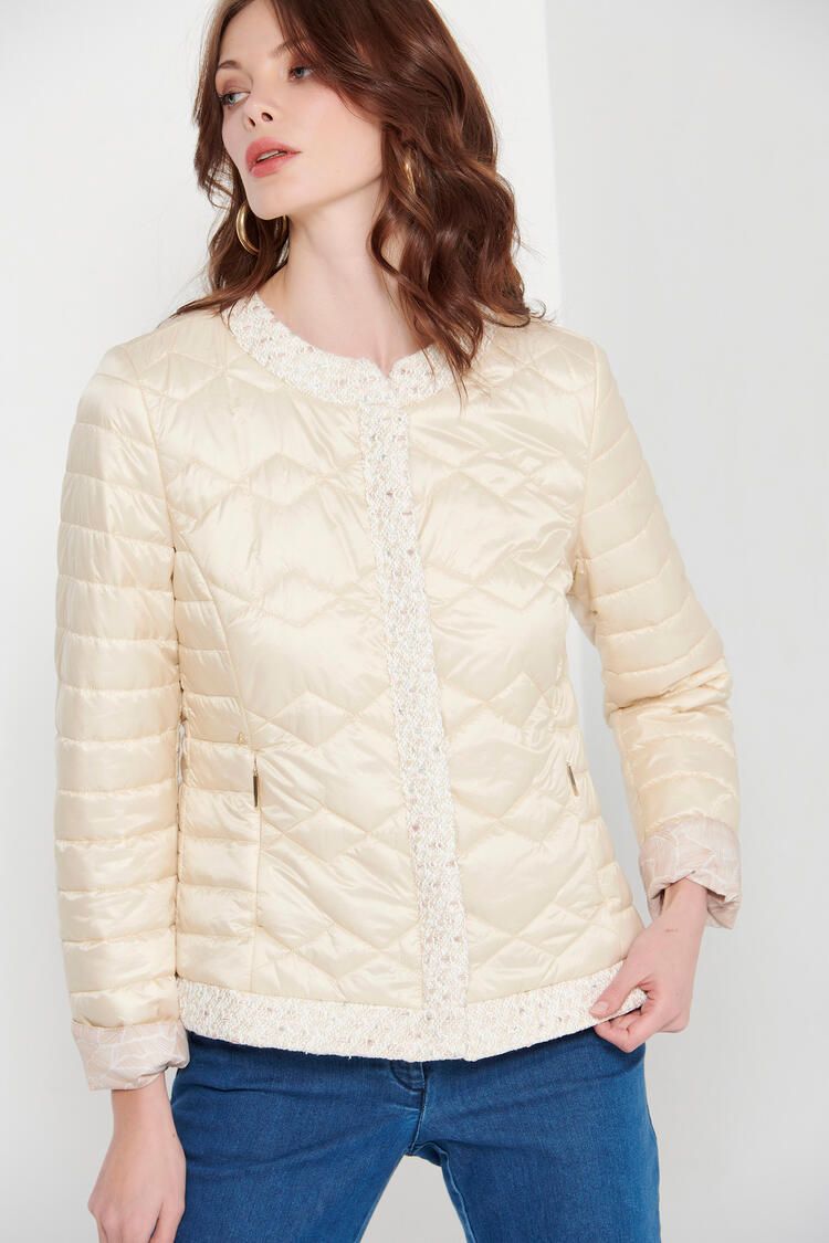 Jacket with tweed detail - Off White S