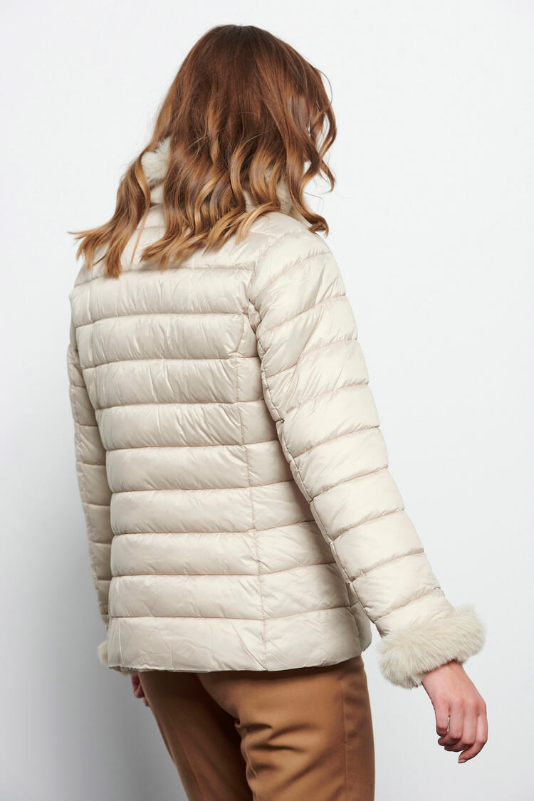 Quilted jacket with fur effect - Off White S