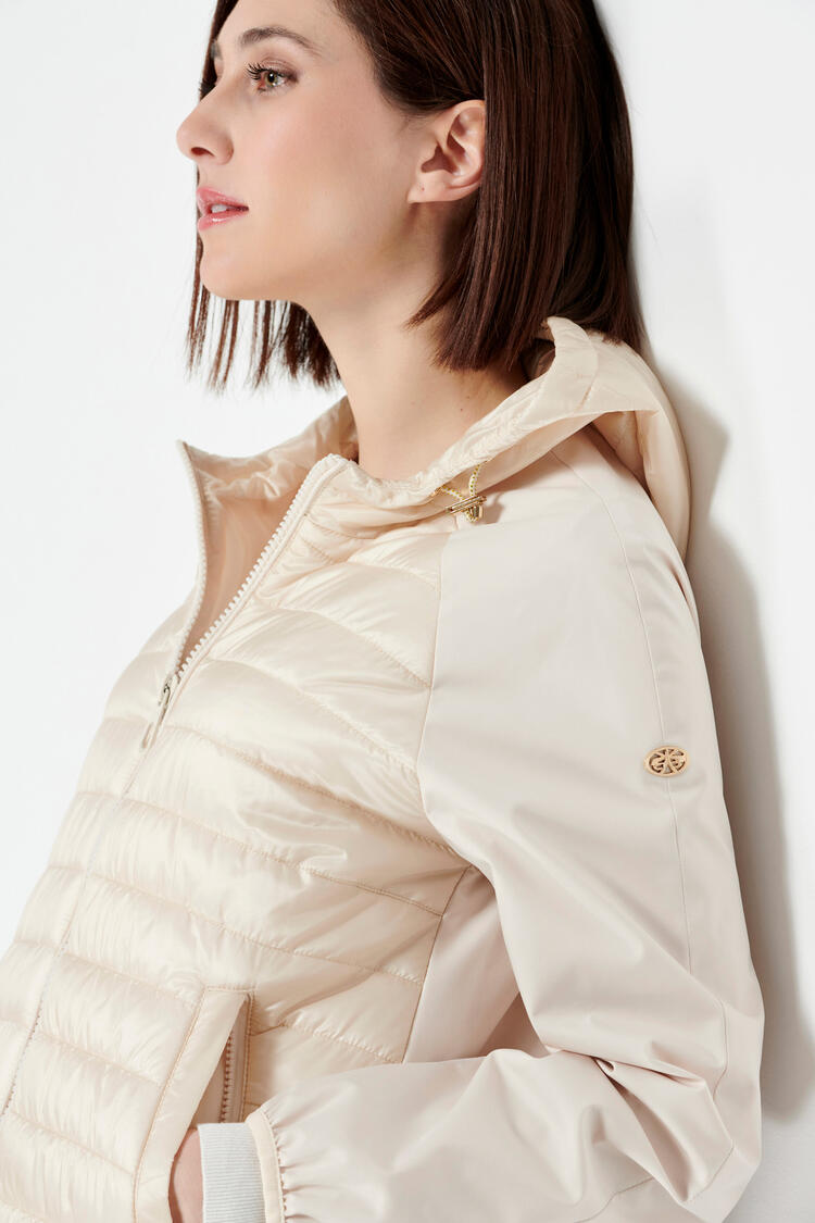 Jacket in a combination of fabrics - Beige S