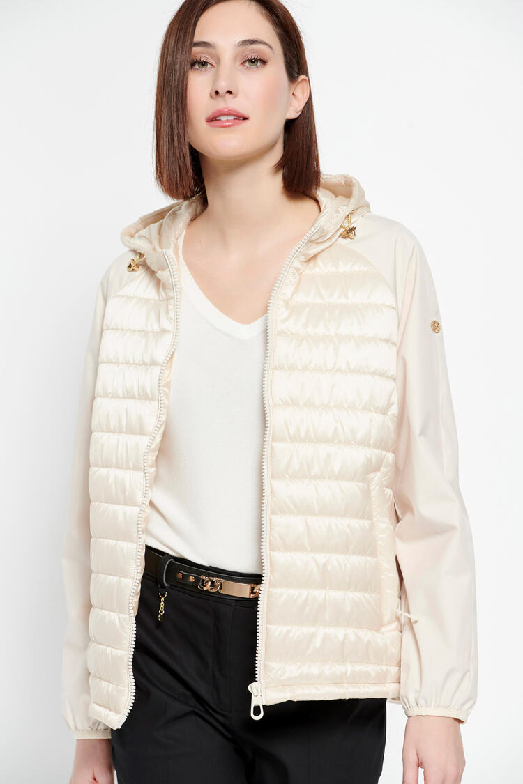 Jacket in a combination of fabrics - Beige S