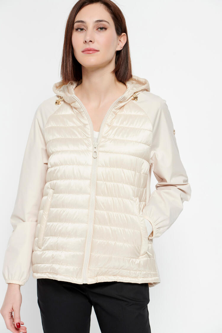 Jacket in a combination of fabrics - Beige S