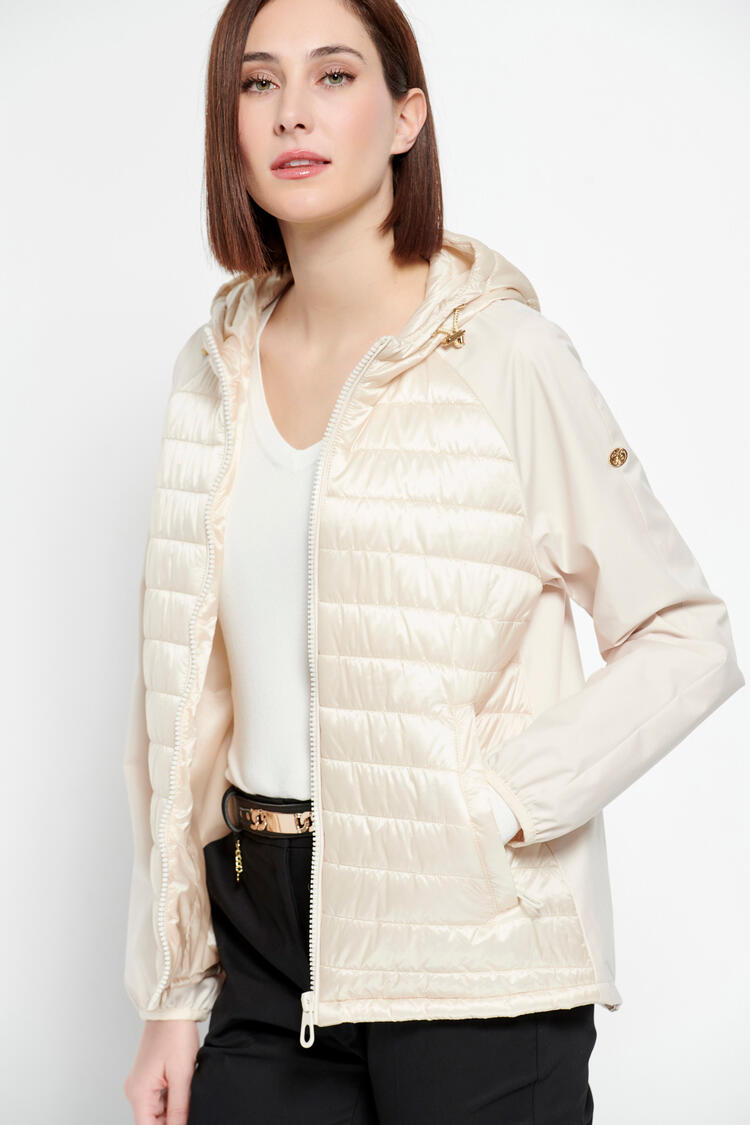 Jacket in a combination of fabrics - Beige S