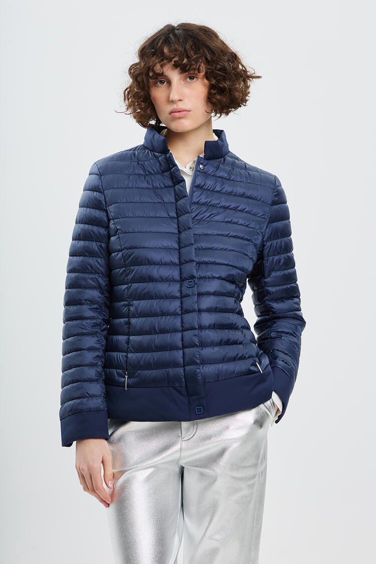 Quilted jacket with animal print details - Blue L