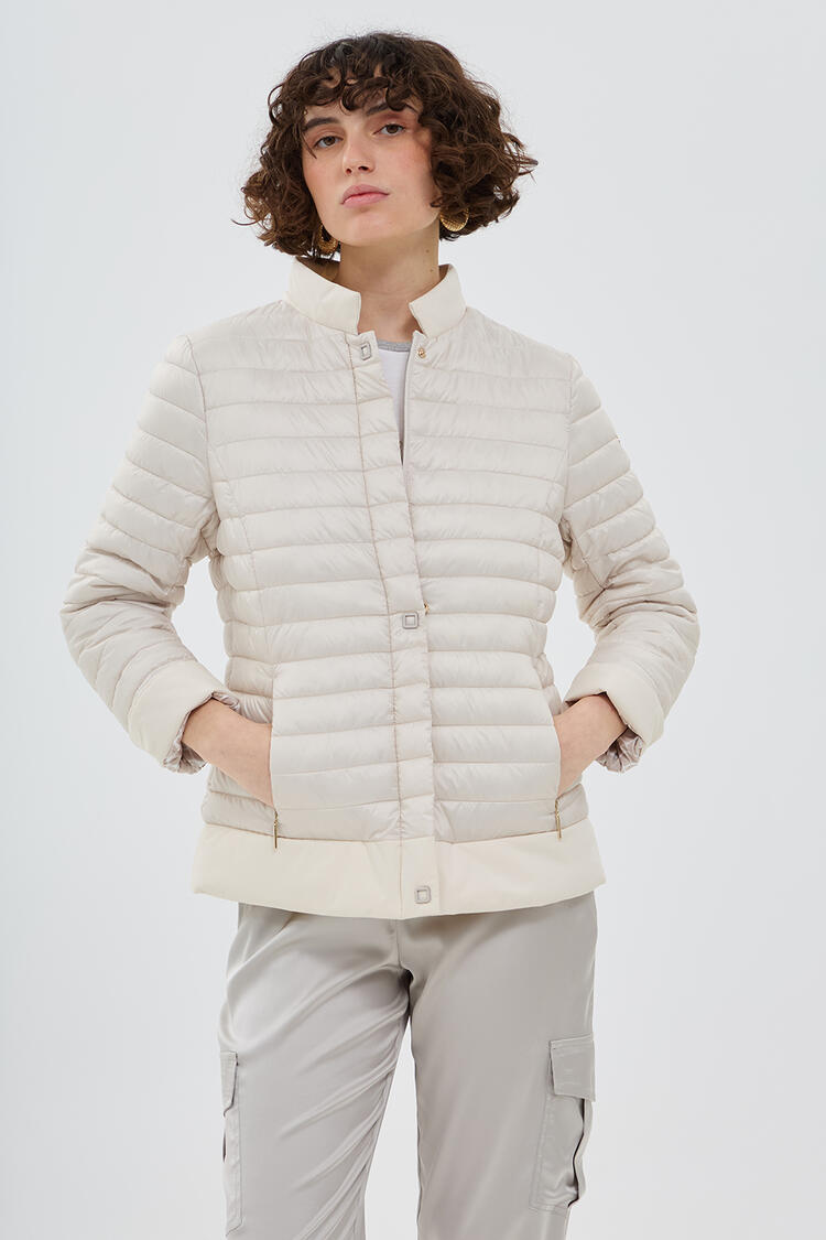 Quilted jacket with animal print details - Beige L