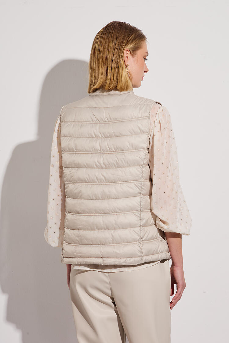 Sleeveless quilted jacket - Beige S