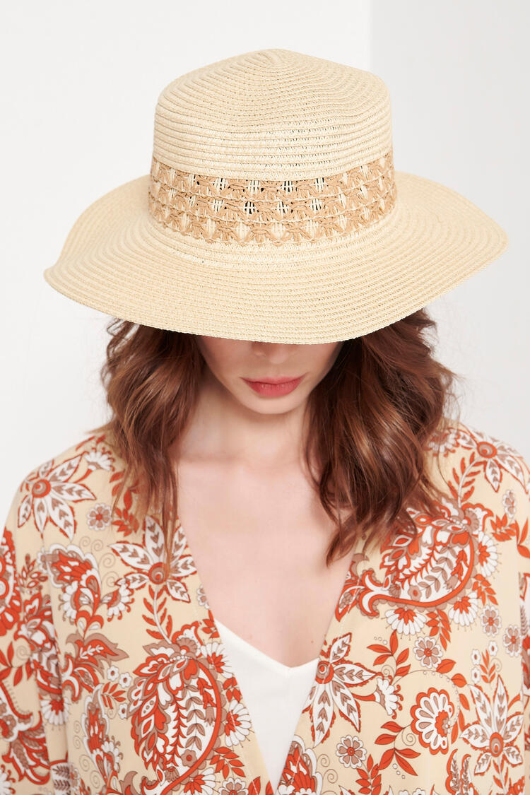 Straw hat with pattern - Off White O/S