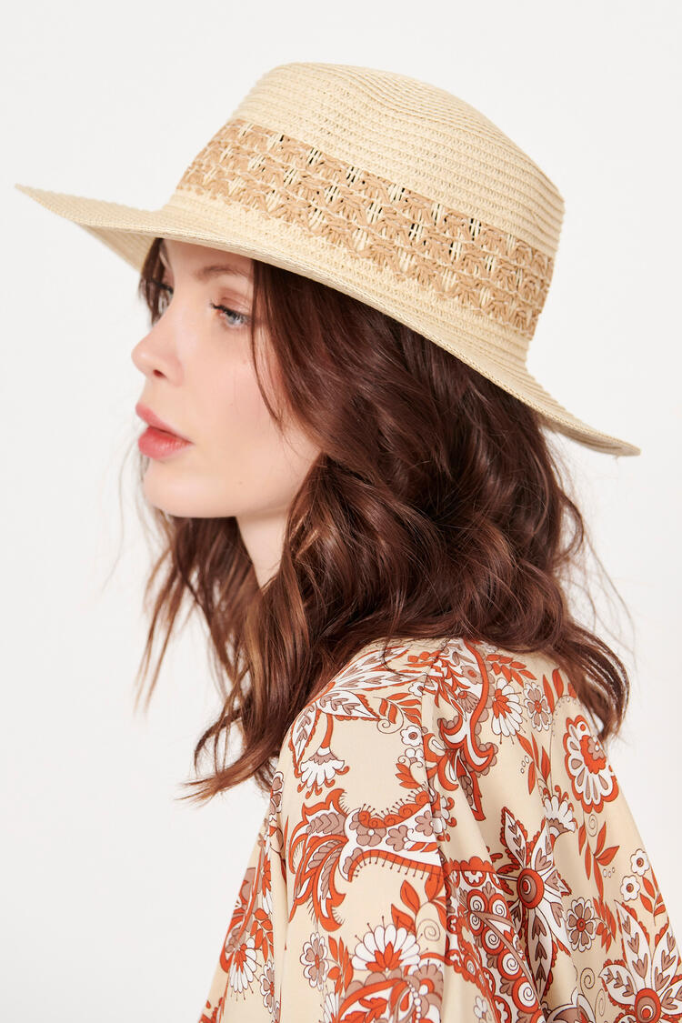 Straw hat with pattern - Off White O/S