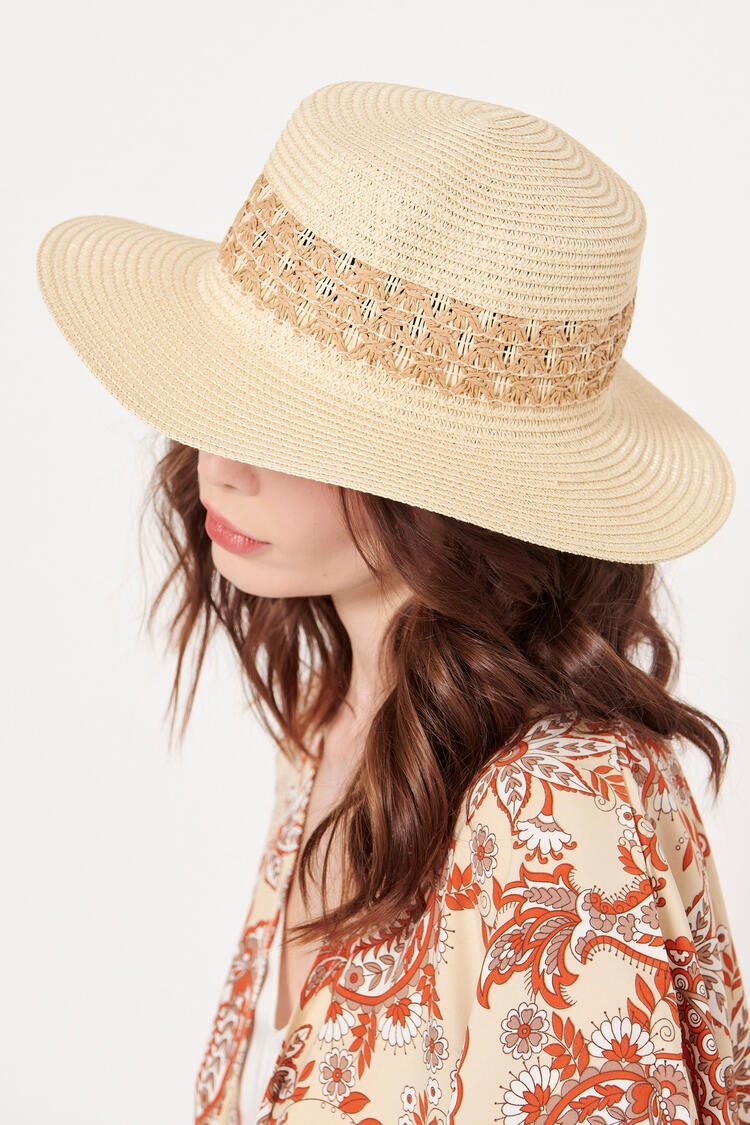 Straw hat with pattern - Off White O/S