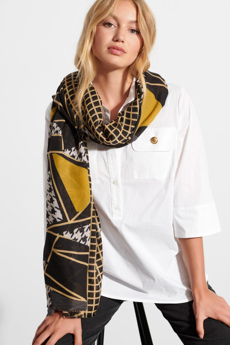 Geometrical printed scarf - Yellow O/S