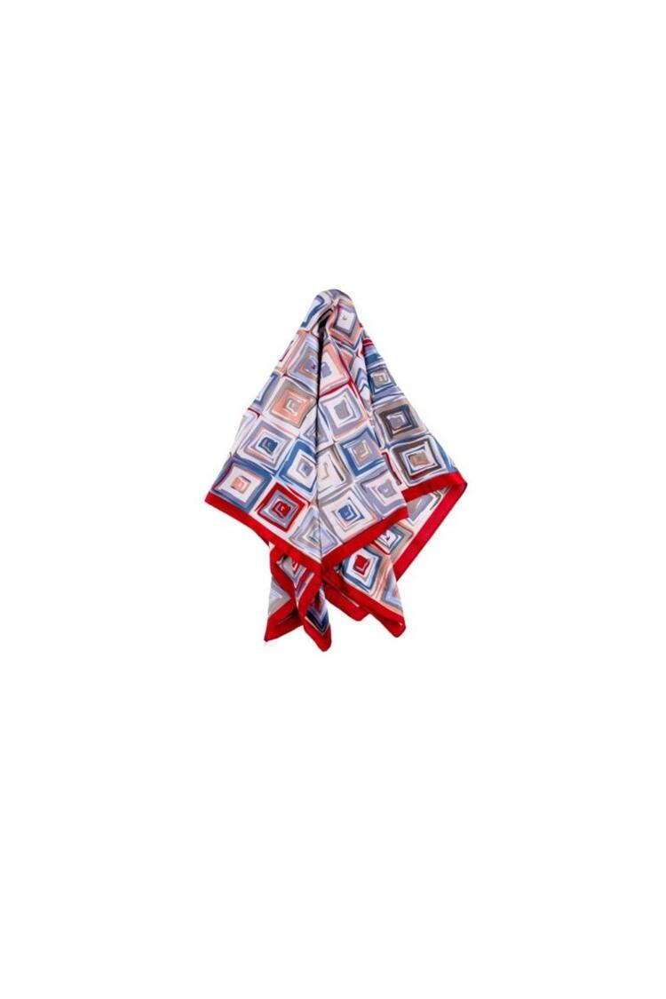 Geometric Print Scarf - Red O/S