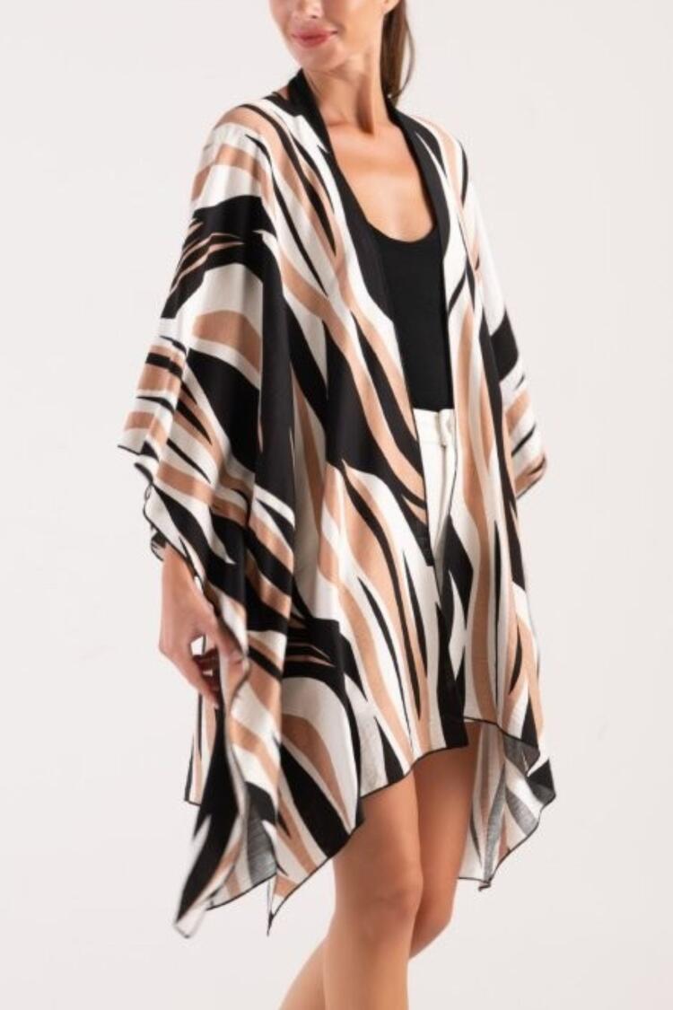 Printed Kimono - Black O/S