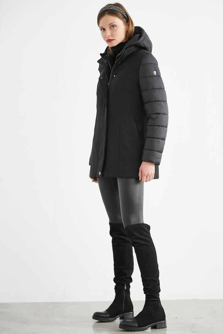 Jacket with a combination of fabrics - Black S