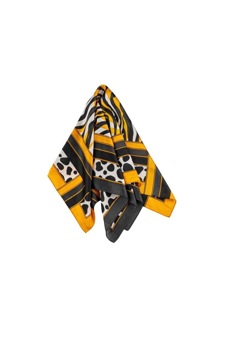 Scarf with Animal Print and Geometric Designs - YELLOW O/S