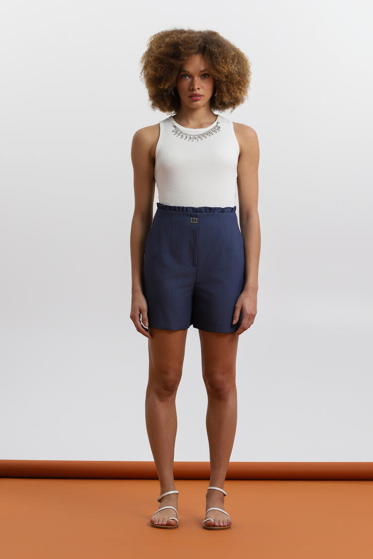 Sleeveless Top with Removable Necklace and Lace Back ΕΖΖΕΑ - White S