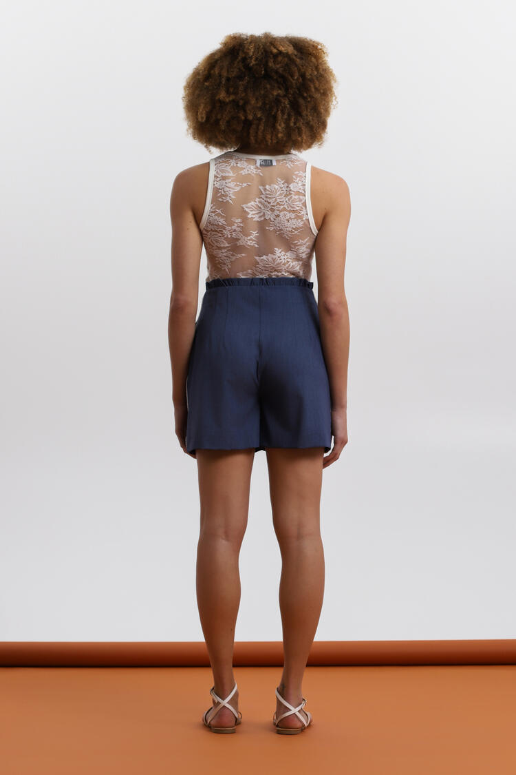 Sleeveless Top with Removable Necklace and Lace Back ΕΖΖΕΑ - White S