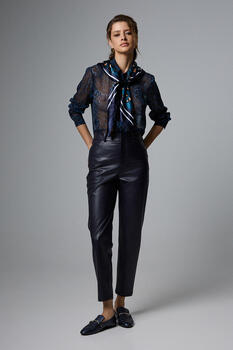 Leather pants - Blue S