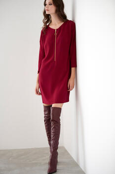 Dress with zipper on the front - Red S