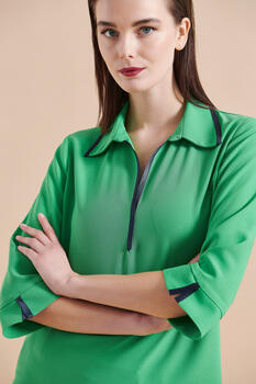 Blouse with collar - GREEN XL