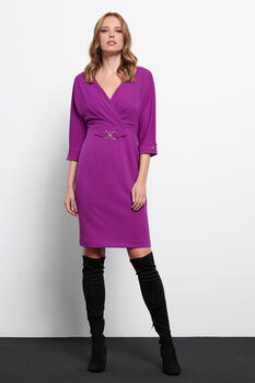 Dress with patterned belt - Violet S