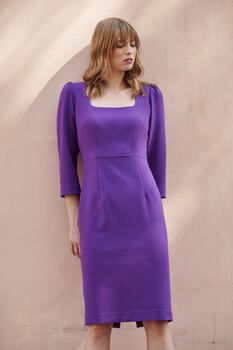 Long sleeve midi dress - Purple S