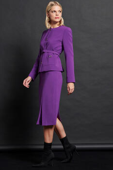 Pencil skirt with front slit - Purple S