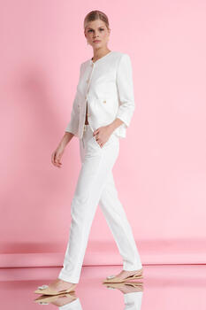 Jogger waist pants - WHITE S