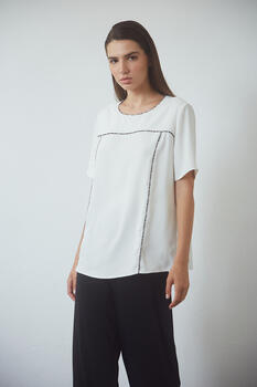 Blouse with combination - Off White S
