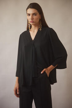 Blouse with scarf design - Black S