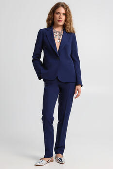 Tailored Single-Button Blazer - Blue S