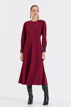 Long Flared Dress - Burgundy XXL