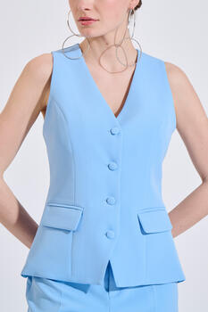 Vest with Buttons - Blue M