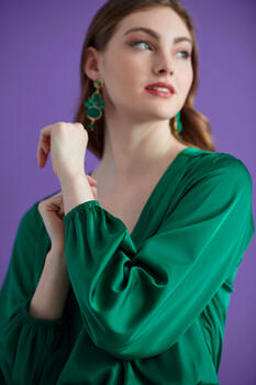 Satin blouse - GREEN S
