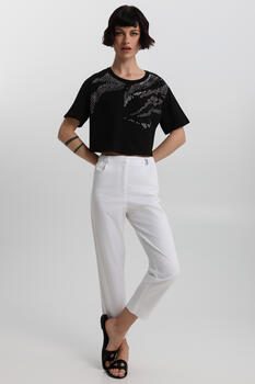 Straight-leg trousers in cotton blend - White S