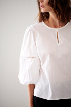 Azure blouse on the sleeves - White S