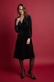 Velvet midi dress - Black S
