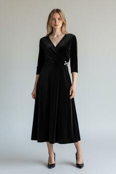 Velvet textured dress - Black S