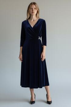 Velvet textured dress - Blue S