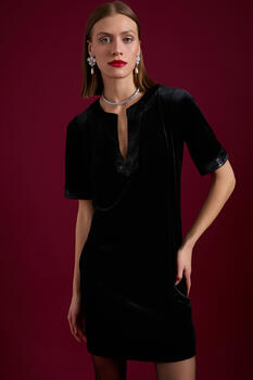 Velvet textured dress - Black S