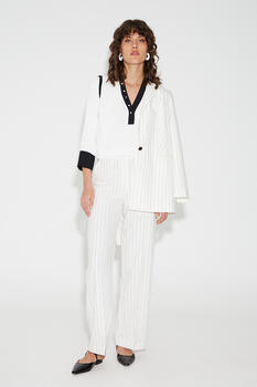 Single button striped blazer - White L