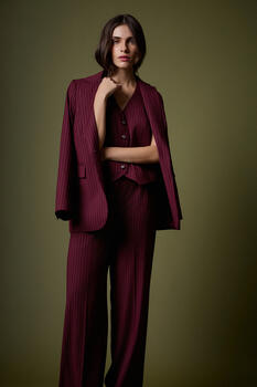 Striped wide leg pants - Burgundy S