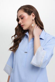 Blouse with stripe pattern - Blue S