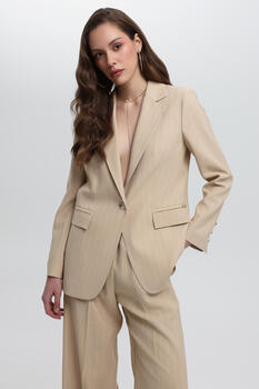 Jacket with stripe pattern - Beige S Jacket with stripe pattern - Beige S