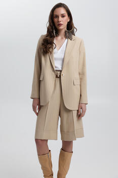 Bermuda with stripe pattern - Beige S