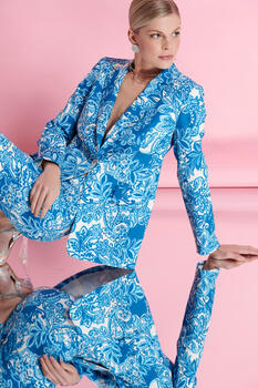 Floral jacket - SKY BLUE S