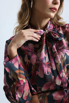 Shirt with flower pattern - Burgundy S