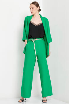 Pants with a belt - GREEN S