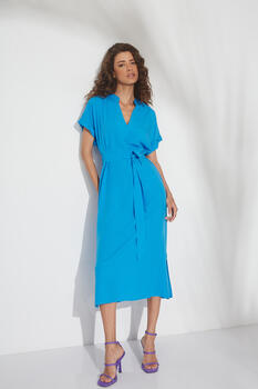 Midi dress with detachable belt - Electric Blue S/M