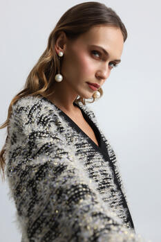 Cardigan with glitter - Black S/M