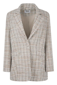 Tweed blazer with lapel collar and subtle sheen - Beige L